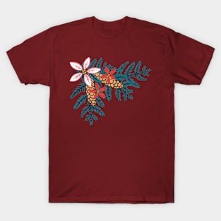 Cute Poinsettia Pinecone Branch T-Shirt